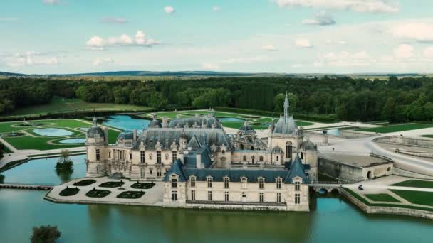 Chateau Chantilly Zamek Chantilly Oise Picardie Francja Drone Chot — Wideo stockowe