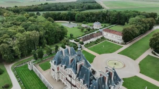 Chateau Baronville Vista Aérea Castelo Baronville Departamento Eure Loir França — Vídeo de Stock