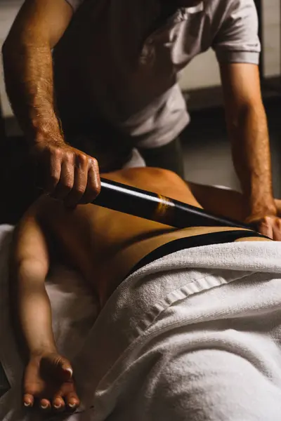 Woman enjoying massage in massage parlor.Health concept