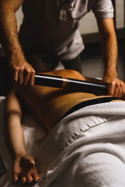 Woman enjoying massage in massage parlor.Health concept
