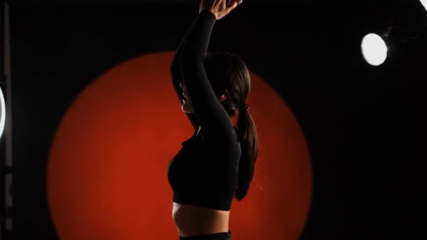 Athletic Woman Doing Yoga Photo Studio Yoga Meditation Concept — Stock Video