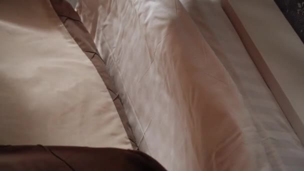 清掃員がホテルの部屋を掃除する ホテルホリデーコンセプト ハウスクリーニング クリーニングコンセプト 垂直ビデオ — ストック動画
