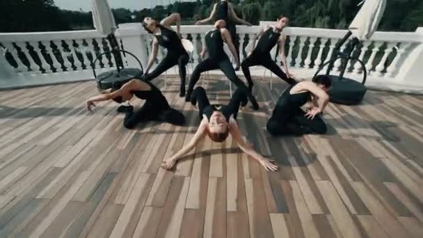Grupo Dançarinas Dança Dança Moderna Conceito Dança Movimentos — Vídeo de Stock