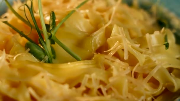 Italian Pasta Rotates Plate Italian Food Concept — Stock Video