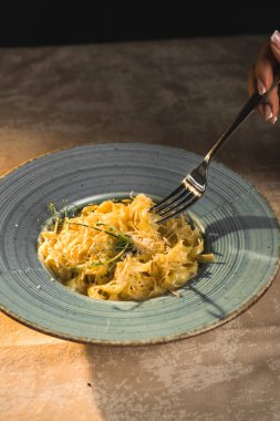 Italian pasta on a plate. Italian food concept 4k clipart