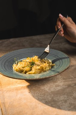 Italian pasta on a plate. Italian food concept 4k clipart