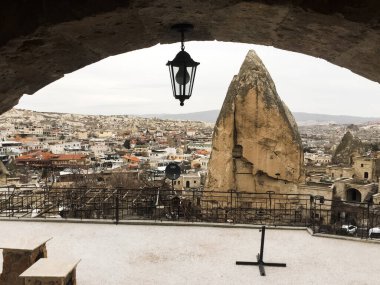 Kapadokya 'nın popüler yerleri. Goreme sokakları. Türkiye 'nin Instagram Yerleri