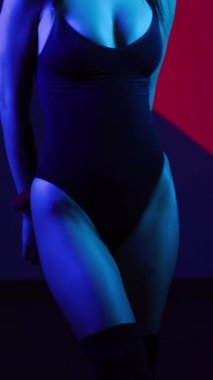 Kedi Maskeli ve Kelepçeli Ateşli Kadın Büyüleyici bir BDSM Estetik Gösterisine Karşı Poz Veriyor