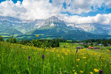 Ellmau Avusturya 'daki manzara Vahşi Kaiser Dağı