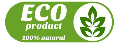 Organic eco natural bio vegan sticker label logo icon. Logo with a pattern of green leaves. Ecological products. Stickers of eco-friendly products. Vector illustration of vegan organic food icons