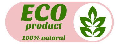 Organic eco natural bio vegan sticker label logo icon. Logo with a pattern of green leaves. Ecological products. Stickers of eco-friendly products. Vector illustration of vegan organic food icons