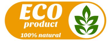 Organic eco natural bio vegan sticker label logo icon. Logo with a pattern of green leaves. Ecological products. Stickers of eco-friendly products. Vector illustration of vegan organic food icons