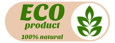 Organic eco natural bio vegan sticker label logo icon. Logo with a pattern of green leaves. Ecological products. Stickers of eco-friendly products. Vector illustration of vegan organic food icons