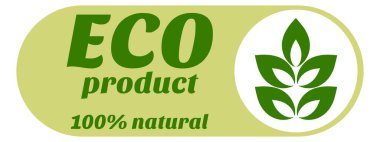 Organic eco natural bio vegan sticker label logo icon. Logo with a pattern of green leaves. Ecological products. Stickers of eco-friendly products. Vector illustration of vegan organic food icons