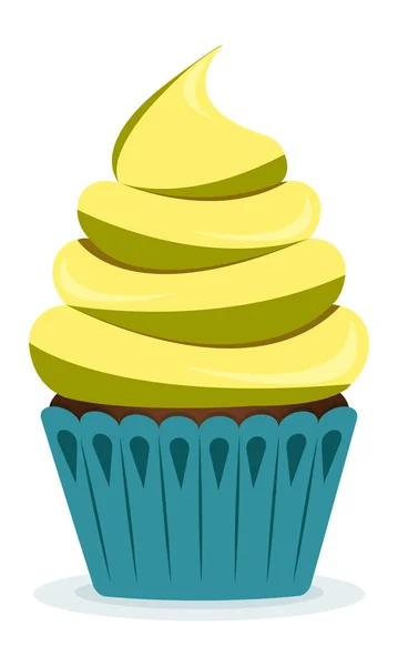 Delizioso Cupcake Con Panna Frutta Bacche Dolce Illustrazione Vettoriale Cupcake — Vettoriale Stock
