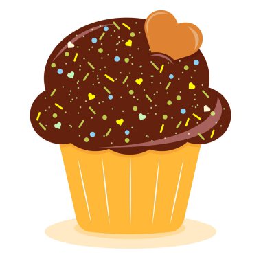 Kremalı, meyveli ve meyveli kek. Vektör illüstrasyon tatlısı. Kart ve davetiyeler için kek.