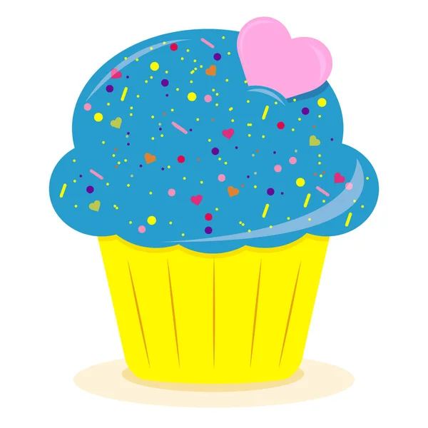Heerlijke Cupcake Met Room Fruit Bessen Vector Illustratie Dessert Cupcake — Stockvector