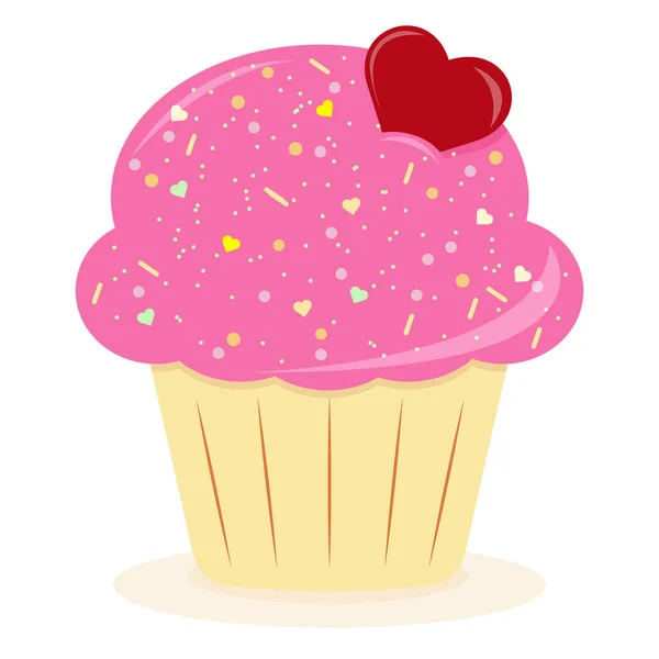 クリームや果物やベリーとおいしいカップケーキ ベクトルイラストデザート カードや招待状のためのカップケーキ — ストックベクタ
