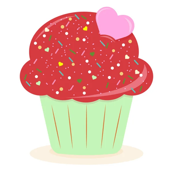 Delicious Cupcake Cream Fruits Berries Vector Illustration Dessert Cupcake Cards — Stock Vector