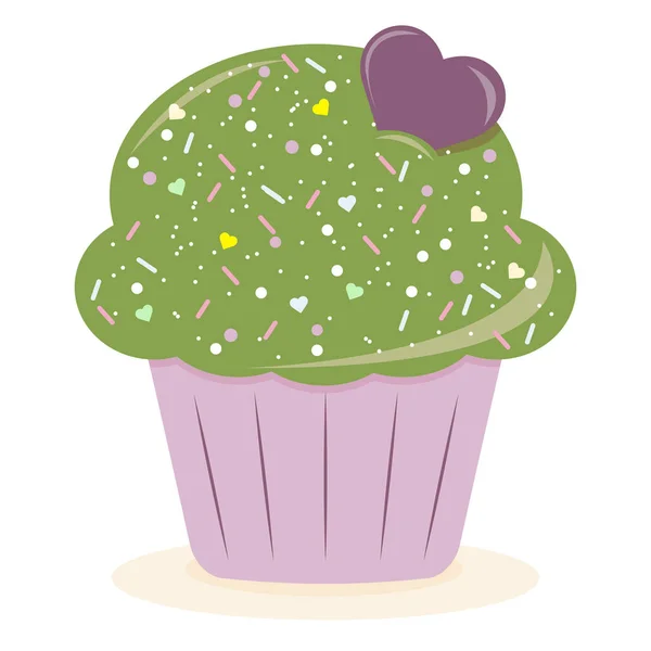 Köstlicher Cupcake Mit Sahne Und Früchten Und Beeren Vektorillustration Dessert — Stockvektor