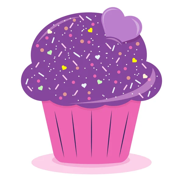 Delizioso Cupcake Con Panna Frutta Bacche Dolce Illustrazione Vettoriale Cupcake — Vettoriale Stock