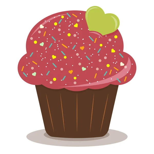 Läcker Cupcake Med Grädde Och Frukt Och Bär Vektor Illustration — Stock vektor