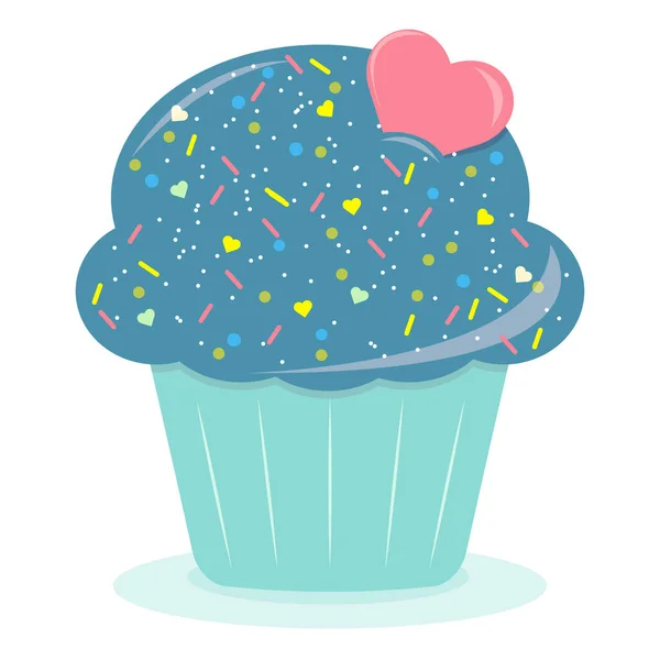 Heerlijke Cupcake Met Room Fruit Bessen Vector Illustratie Dessert Cupcake — Stockvector