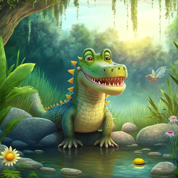 Animal crocodile character for children. Fantasy cute animal suitable for children book.