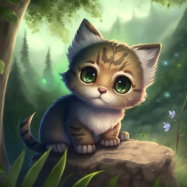 Animal cat character for children. Fantasy cute animal suitable for children book.