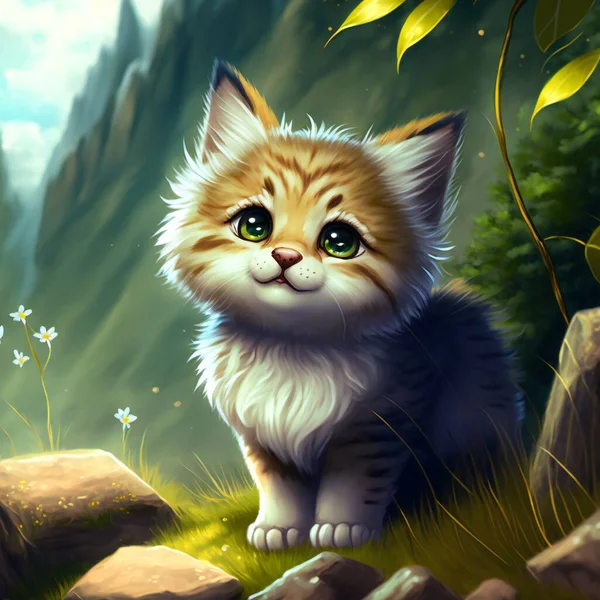Animal cat character for children. Fantasy cute animal suitable for children book.