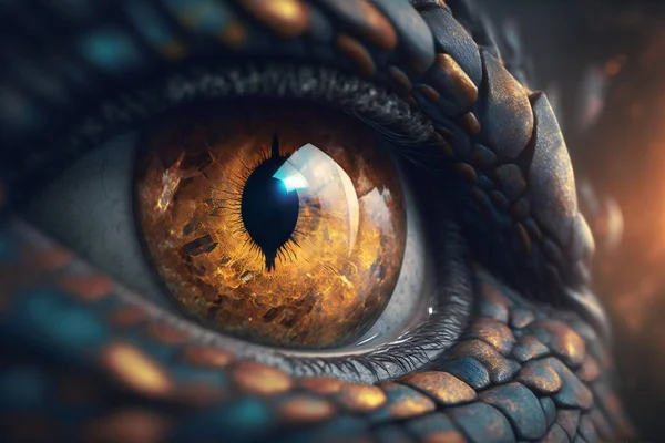 Illustration of a dragon eye detail. Monster look.