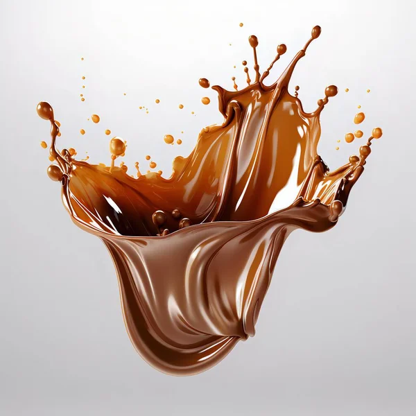 Brown chocolate liquid drops. Chocolate explosion