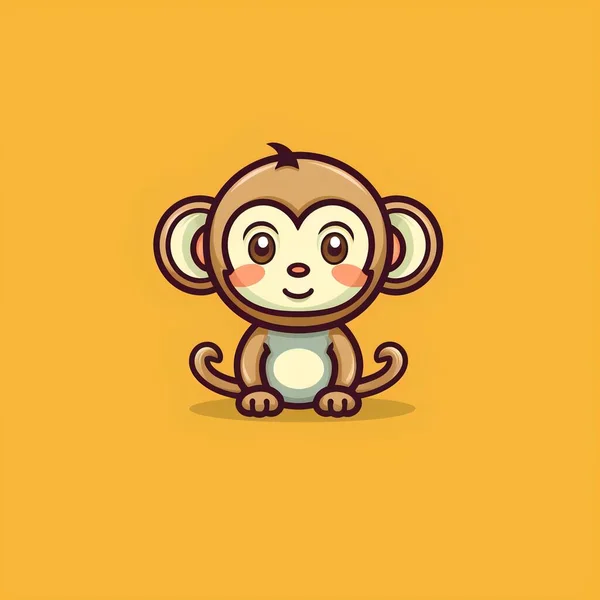 Ilustração Simples Do Vetor De Desenho Animado De Macaco Fofo