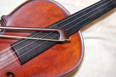 Wooden violin body in brown color