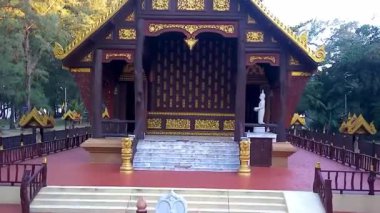 Tha Sai Temple in Phang Nga Thailand. High quality 4k footage. Teakwood Buddhist Temple on the beach in the jungle of Thailand