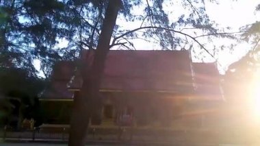 Tha Sai Temple in Phang Nga Thailand. High quality 4k footage. Teakwood Buddhist Temple on the beach in the jungle of Thailand