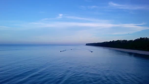 Drohne Von Long Tail Fischerbooten Der Morgendämmerung Thai Muang Phang — Stockvideo