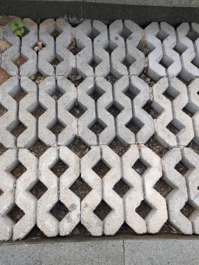 close up of grass block installation, photo taken from top view.