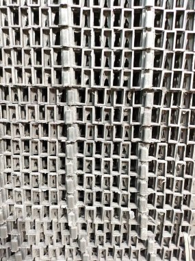 close up of piles of drainage cells that form a unique pattern.