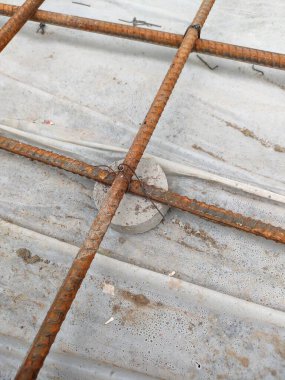 close up of concrete decking installation, for fixing concrete floor structures