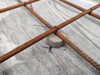 close up of concrete decking installation, for fixing concrete floor structures