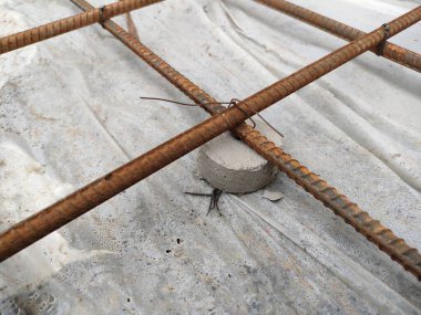 close up of concrete decking installation, for fixing concrete floor structures