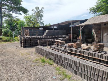 place for making concrete bricks. Bali - Indonesia ; January 1, 2023.