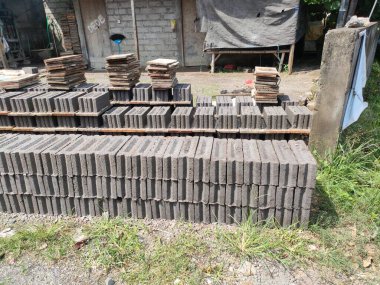 place for making concrete bricks. Bali - Indonesia ; January 1, 2023.