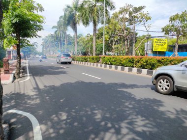 the traffic on the street was light, after last night's new years event. Bali - Indonesia ; January 1, 2023.