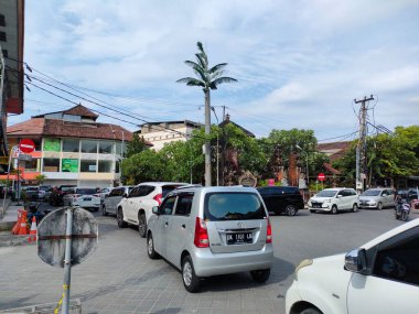 traffic jam on kartika plaza road towards kuta beach. Bali - Indonesia ; January 1, 2023.