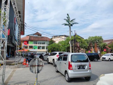 traffic jam on kartika plaza road towards kuta beach. Bali - Indonesia ; January 1, 2023.