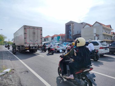traffic jam on I gusti ngurah rai road during holidays. Bali - Indonesia ; January 1, 2023.
