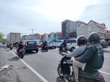 traffic jam on I gusti ngurah rai road during holidays. Bali - Indonesia ; January 1, 2023.