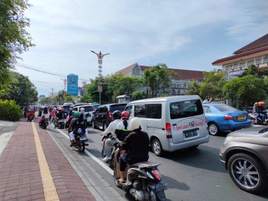 traffic jam on I gusti ngurah rai road during holidays. Bali - Indonesia ; January 1, 2023.